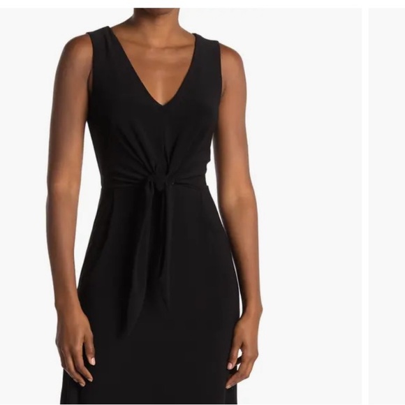 Vince Camuto V-neck, black wrap dress - Picture 1 of 7